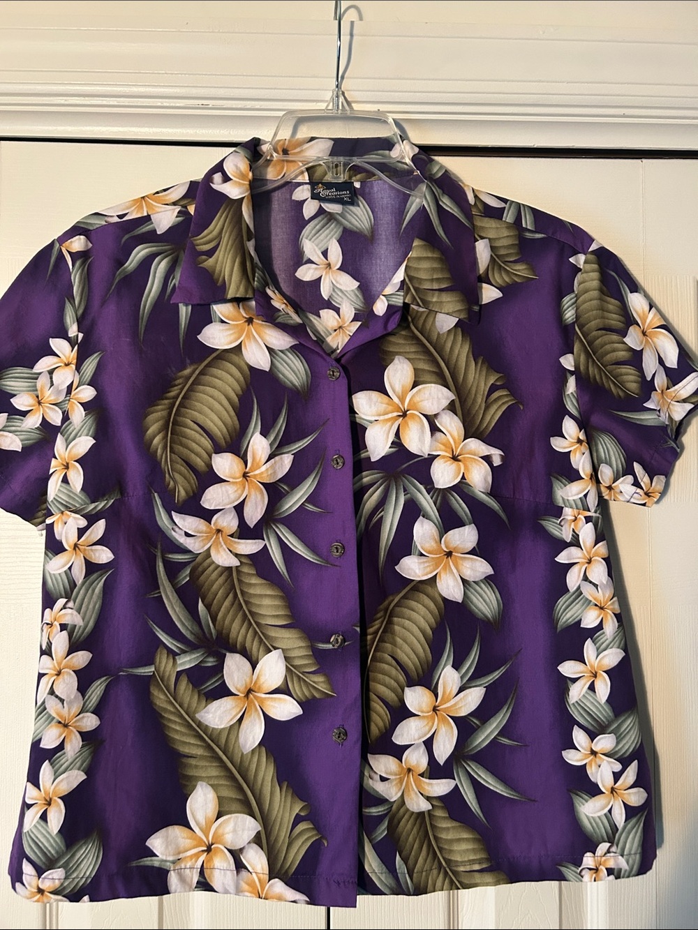 Women's Royal Hawaiian Shirt size xl short sleeve Floral Blouse Luau